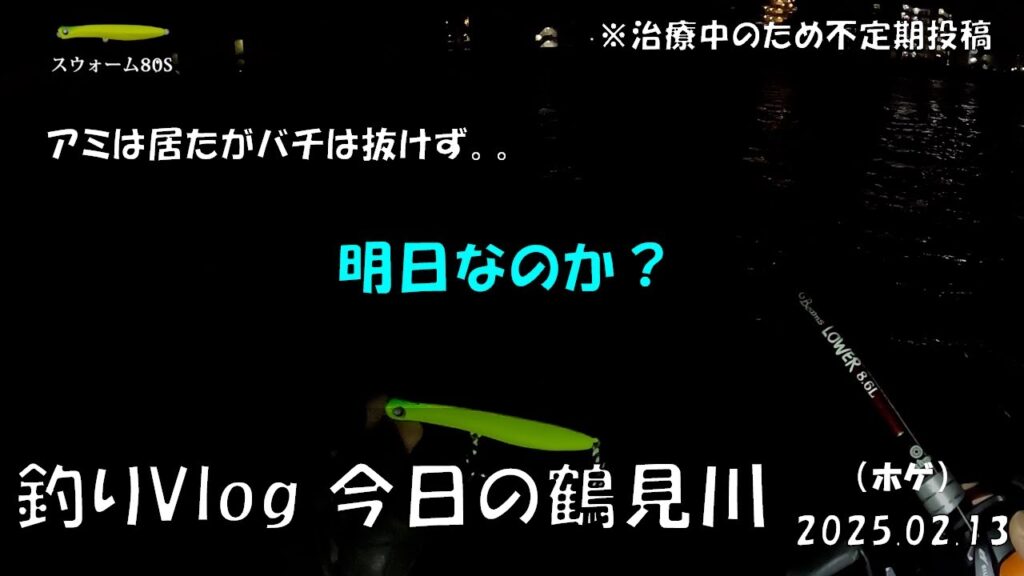 シーバス釣りVlog 今日の鶴見川 2025年2月13日（ホゲ）アミは居たがバチ抜けず。。明日なのか