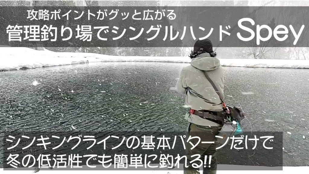 真冬の管理釣り場でシングルハンドスぺイ！バックキャスト禁止エリアでもフライで釣れる！