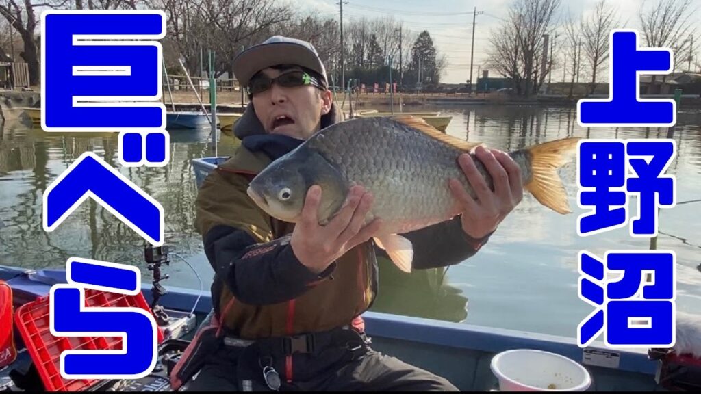 上野沼で釣りをしたら、巨大なヘラブナが現れた！