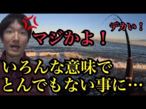 冬の遠州灘サーフへ暗い内から釣りに行ってランガンの果てに夕方たどり着いたスポットで…