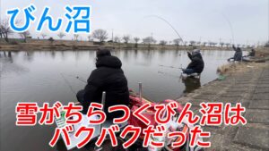 びん沼へらぶな釣り！雪がちらつくびん沼はへらぶな爆釣！バクバクだった！