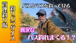 #92　【バスフィッシング】管理釣り場、釣りパラダイスさんにお邪魔してバスとマス両方を楽しんできました。短時間ですが、バスにもたくさん出会えてマスは短時間で釣れませんでした。お暇な時間に見て下さい。