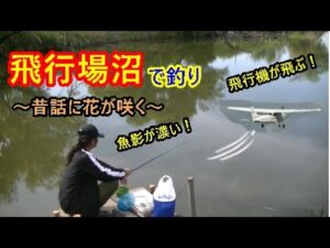 ホンダエアポートの沼で釣り。迫力満点の飛行機と楽しい釣りで最高の１日を！