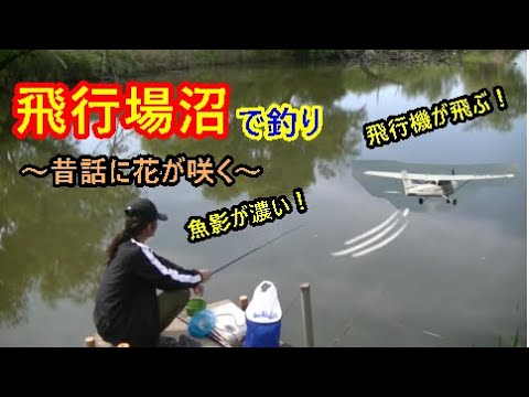 ホンダエアポートの沼で釣り。迫力満点の飛行機と楽しい釣りで最高の1日を!
