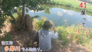 41度ってー(^^;) 体温超えはヤバいです。 狛江市の多摩川で小物釣り。