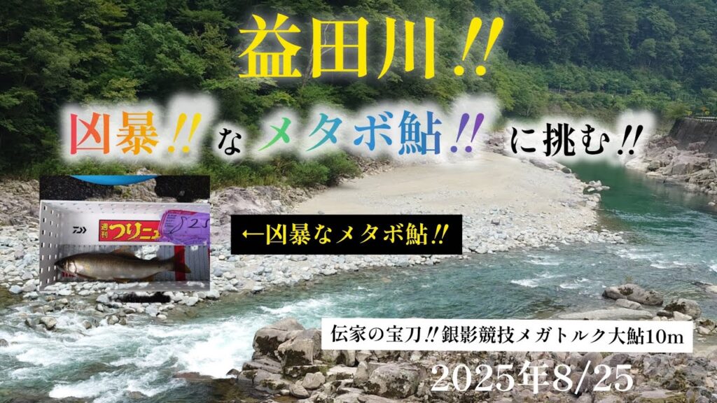 益田川‼️凶暴なメタボ鮎に挑む‼️伝家の宝刀銀影競技メガトルク大鮎10m 2025年8/25
