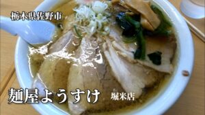 佐野ラーメン【麺屋ようすけ　堀米店】栃木県佐野市ramen in soysauce-besed soup