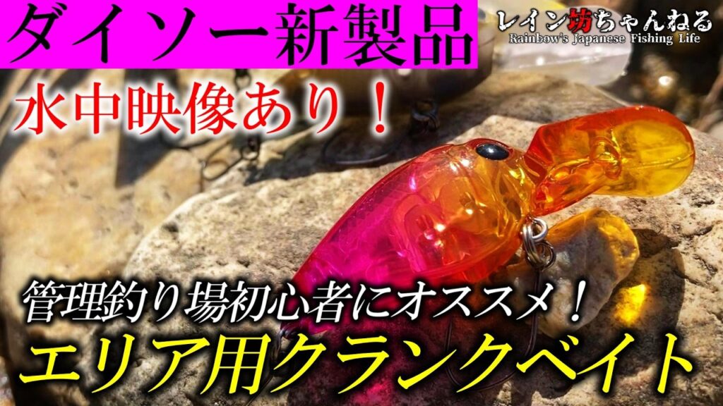 【水中映像あり】今度の新製品は管理釣り場初心者にオススメのエリア用クランクベイト！【ダイソー釣具】