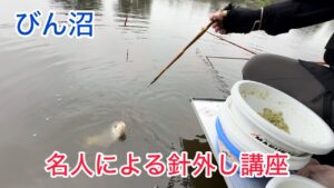 びん沼へらぶな釣り！名人による針外し講座！女性と一緒！突っつくだけじゃダメだ！優しくね！w
